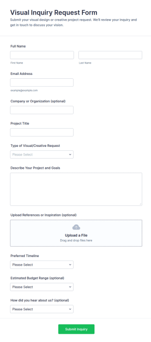 Visual Inquiry Request Form Template