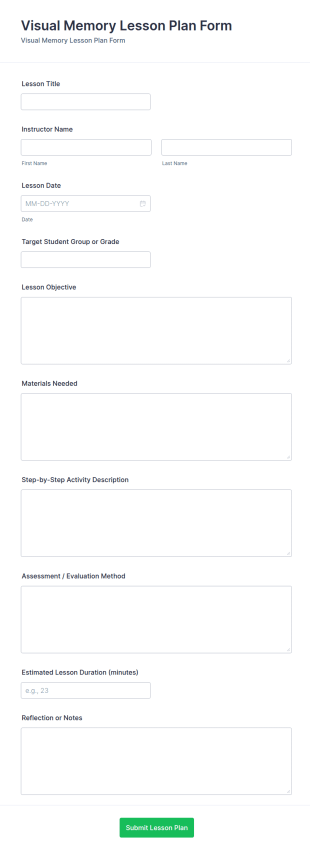 Visual Memory Lesson Plan Form Template