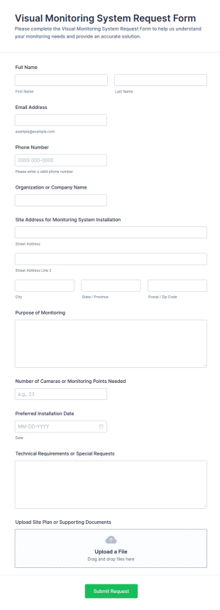 Visual Monitoring System Request Form Template
