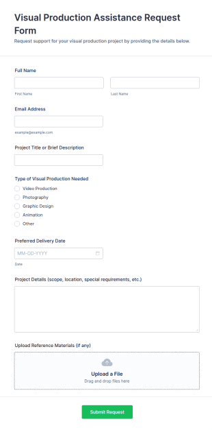 Visual Production Assistance Request Form Template