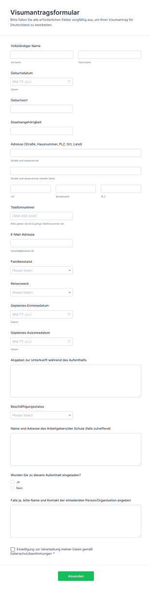 Visumantragsformular