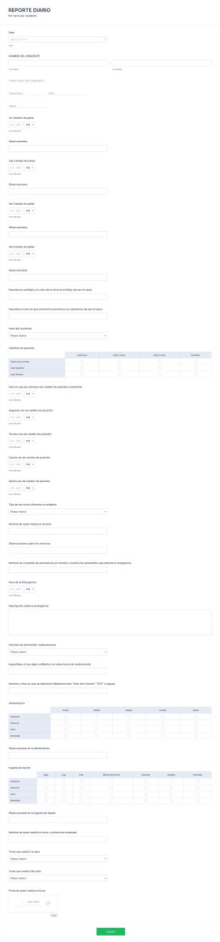 Reporte Diario Form Template