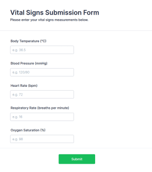 Vital Signs Submission Form Template