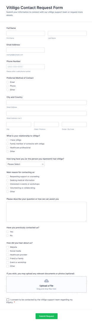 Vitiligo Contact Request Form Template