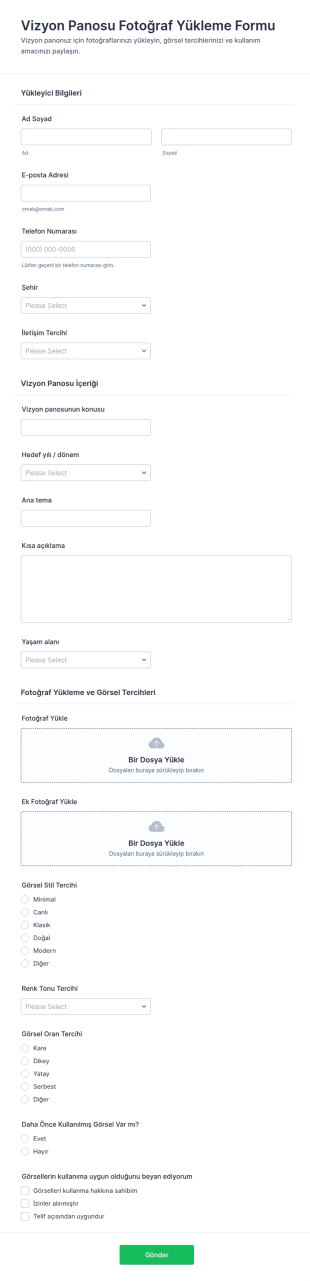 Vizyon Panosu Fotoğraf Yükleme Form Şablonu