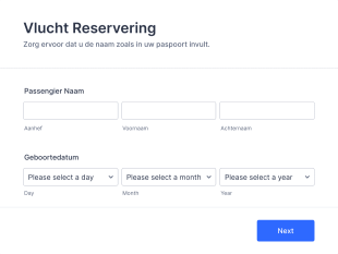 Vlucht Reserveringsformulier