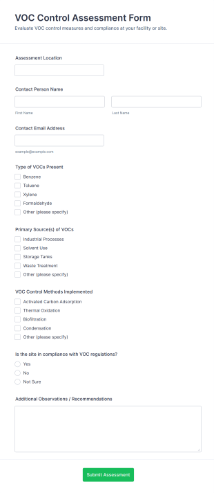 VOC Control Assessment Form Template