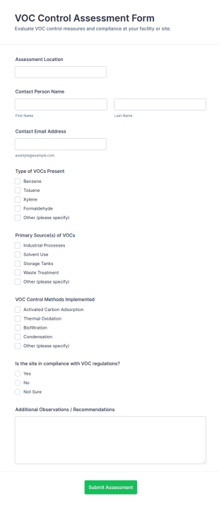 VOC Control Assessment Form Template