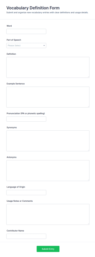 Vocabulary Definition Form Template