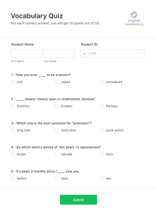 Simple Quiz Template Form Template | Jotform