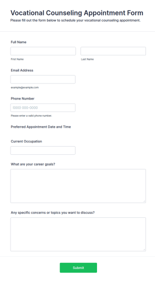 Vocational Counseling Appointment Form Template