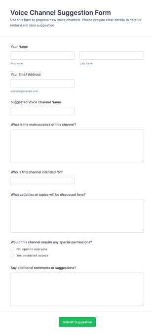 Voice Channel Suggestion Form Template