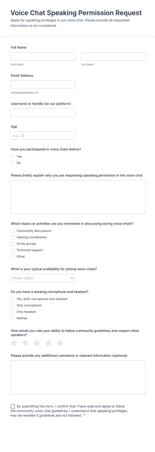 Voice Chat Speaking Permission Request Form Template