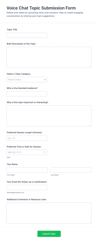Voice Chat Topic Submission Form Template