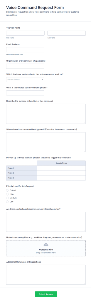 Voice Command Request Form Template