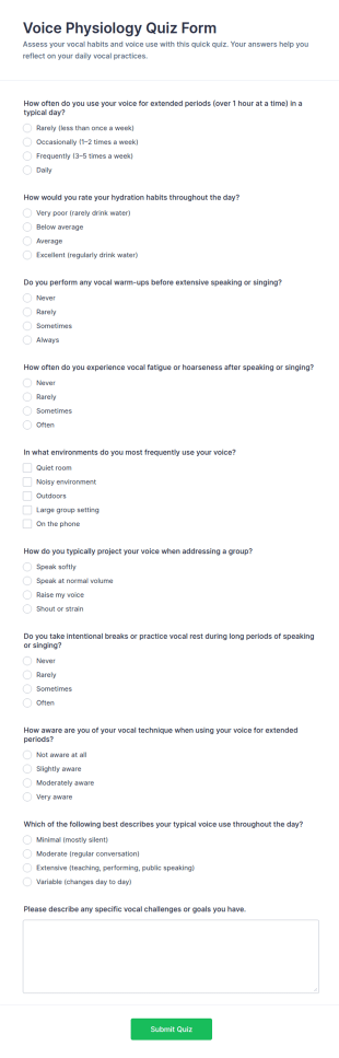 Voice Physiology Quiz Form Template