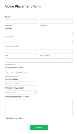 Voice Placement Form Template