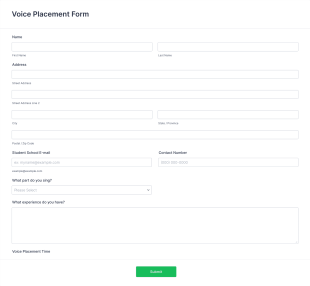 Voice Placement Form Template