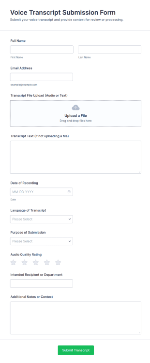 Voice Transcript Submission Form Template