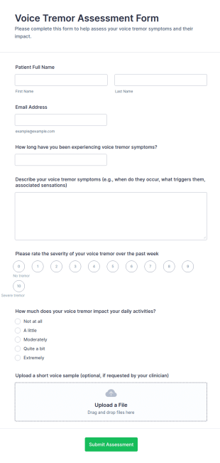 Voice Tremor Assessment Form Template