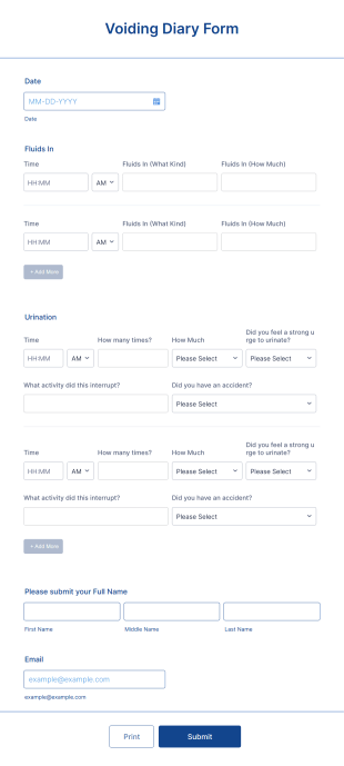 Voiding Diary Form Template
