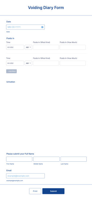 Voiding Diary Form Template