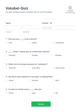 Vokabel Quiz Form Template