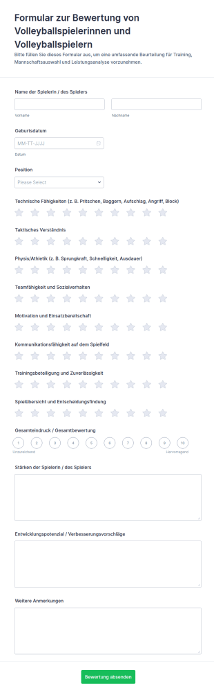 Volleyball Spielerbewertung Umfrage