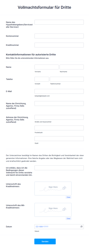 Vollmachtsformular Für Dritte
