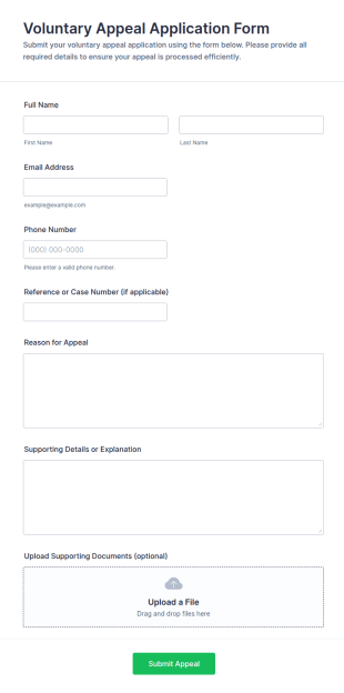 Voluntary Appeal Application Form Template