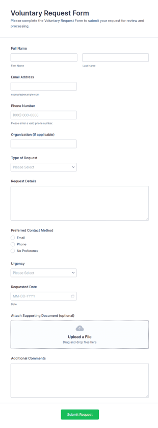 Voluntary Request Form Template