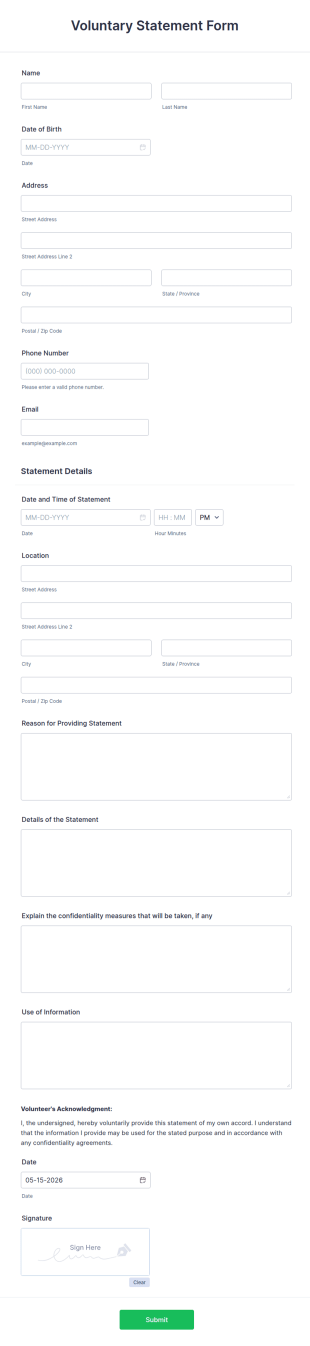 Voluntary Statement Form Template