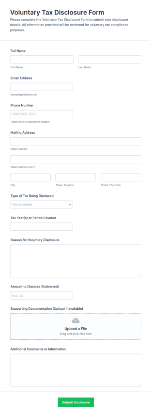 Voluntary Tax Disclosure Form Template
