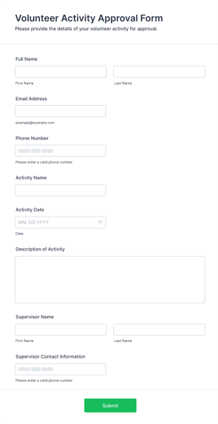 Volunteer Activity Approval Form Template