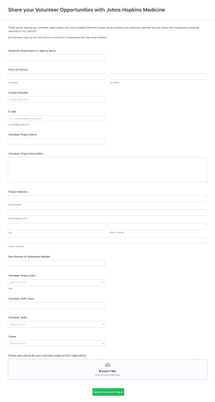 Volunteer Collection Form Template