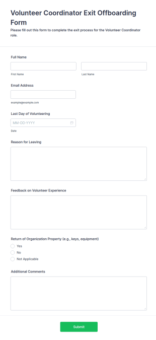 Volunteer Coordinator Exit Offboarding Form Template