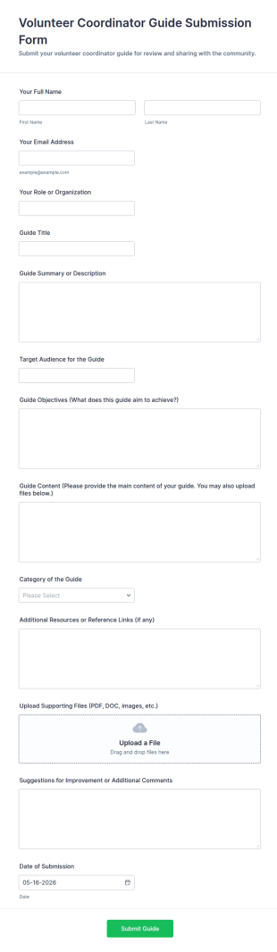 Volunteer Coordinator Guide Submission Form Template