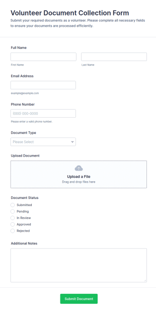 Volunteer Document Collection Form Template