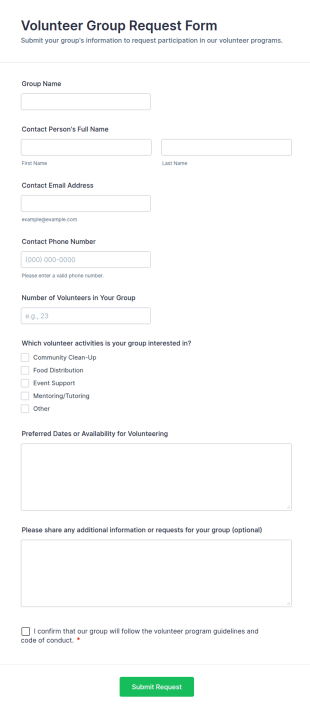 Volunteer Group Request Form Template