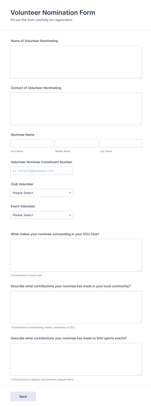 Volunteer Nomination Form Template