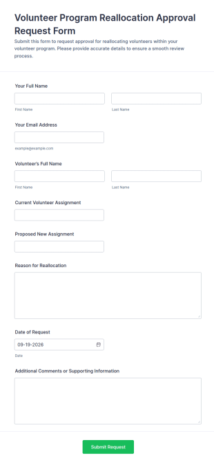 Volunteer Program Reallocation Approval Request Form Template