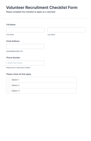 Volunteer Recruitment Checklist Form Template