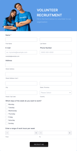 Volunteer Recruitment Form Template
