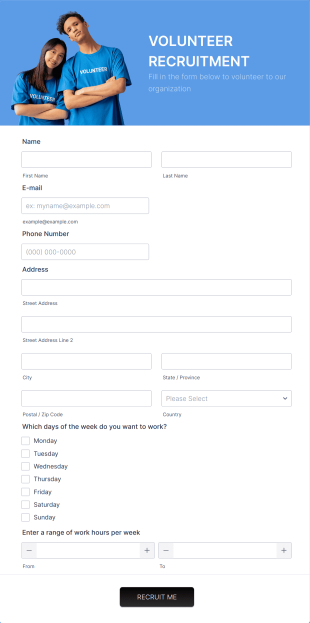 Volunteer Recruitment Form Template