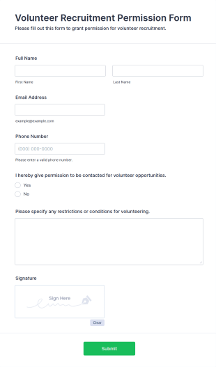 Volunteer Recruitment Permission Form Template