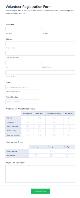 Volunteer Registration Form Template | Jotform