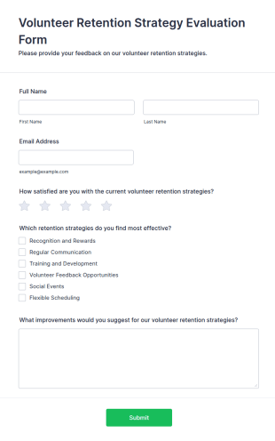 Volunteer Retention Strategy Evaluation Form Template