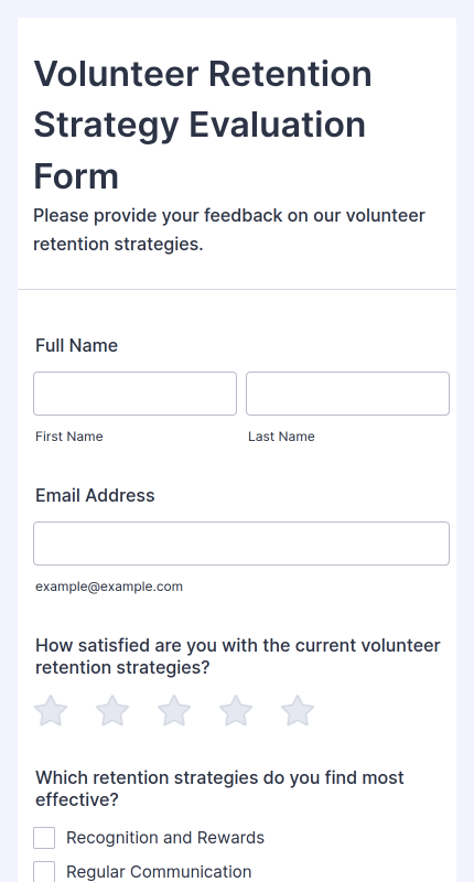 Volunteer Retention Strategy Evaluation Form