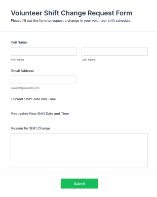 Volunteer Shift Change Request Form Template
