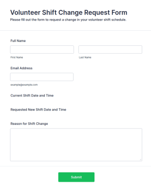 Volunteer Shift Change Request Form Template